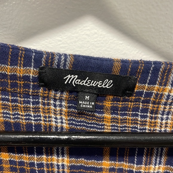 Madewell Plaid V neck Ruffle Shirt Dress - Picture 7 of 8